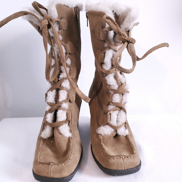 Aerosoles Leather Snow Fur Lined Boots - Picture 1 of 10